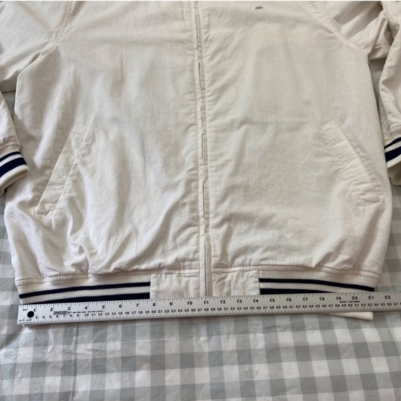 Southpole linen blend ecru white zip up jacket pockets lined black varsity 3XL - Picture 8 of 13